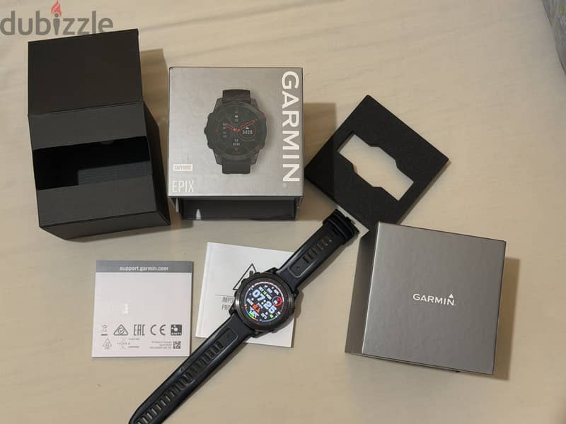 GARNIN EPIX GEN 2 BLACK CARBON GRAY DLC TITANIUM SILICONE BAND 2