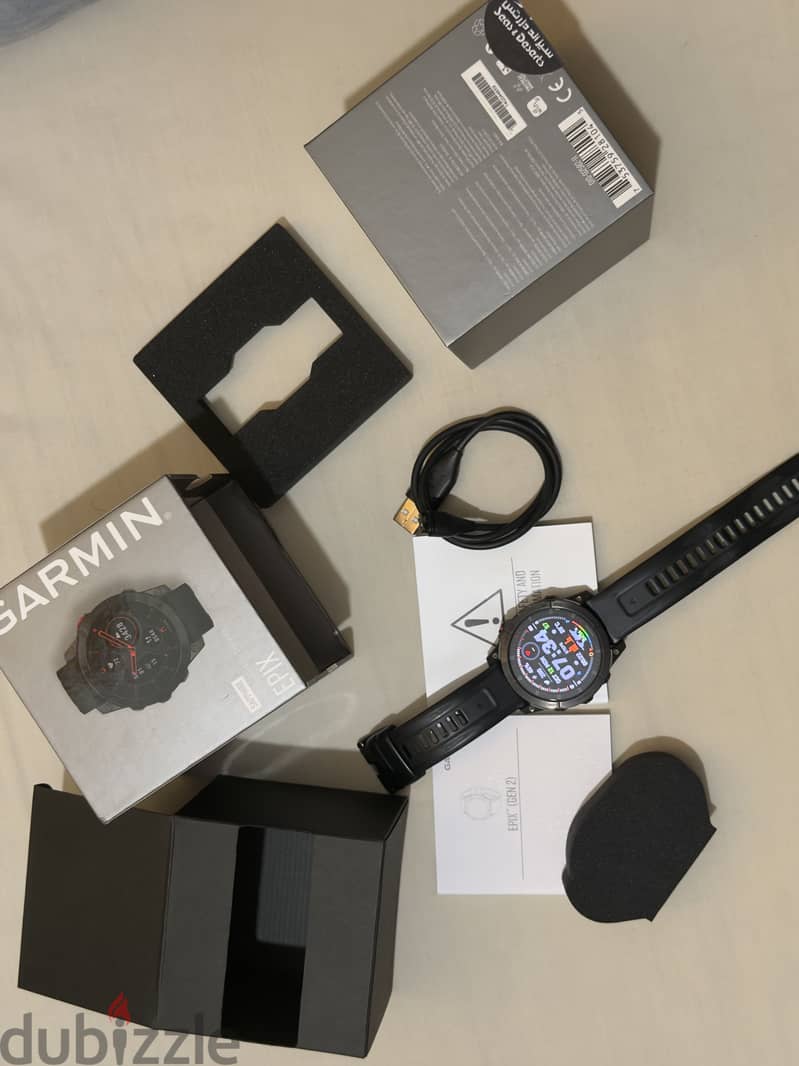 GARNIN EPIX GEN 2 BLACK CARBON GRAY DLC TITANIUM SILICONE BAND 5