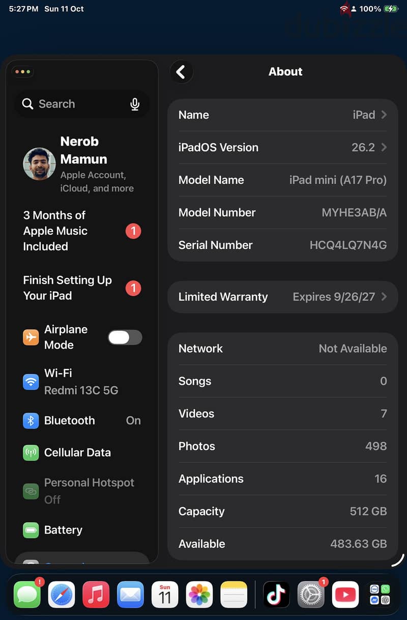 Ipad A17pro mini wifi+ Cellular 512 gb 3