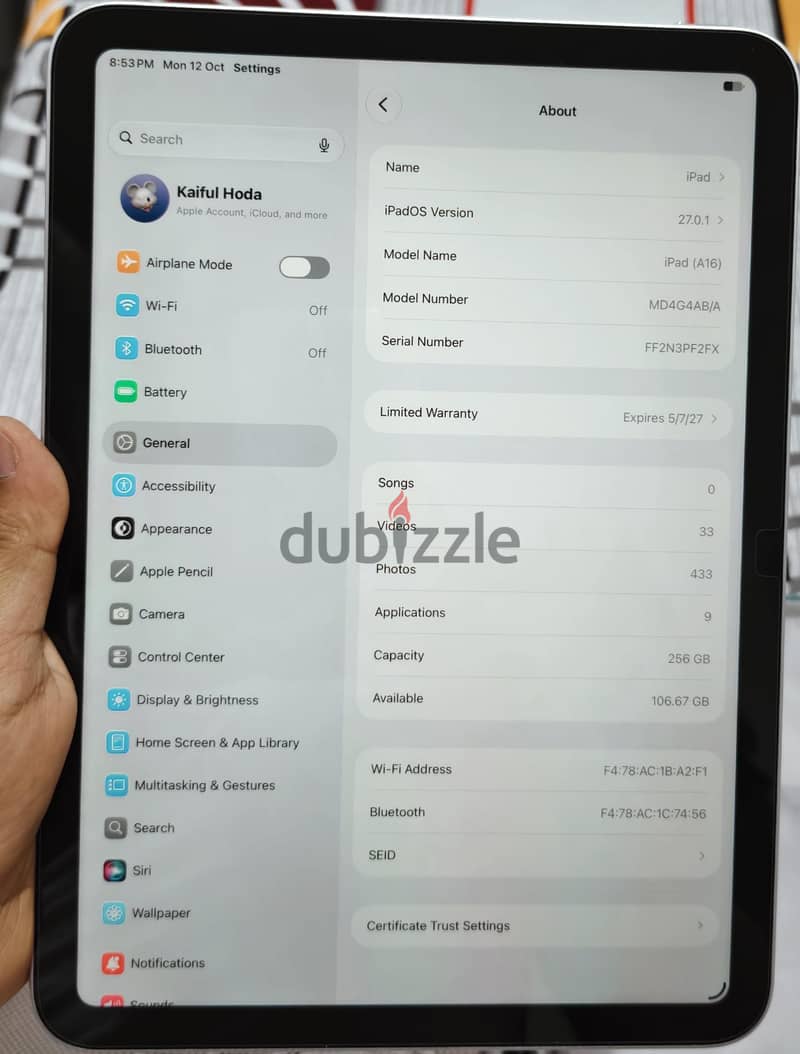 Apple - iPad 11 (A16) 256 gb gaming i pad 1