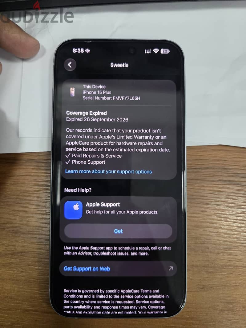 Iphone 15 plus with91% battery health 5