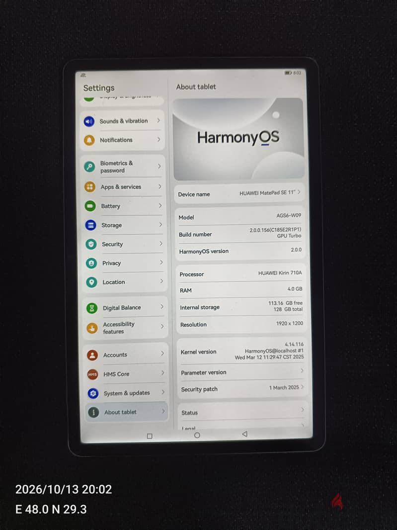 Huawei matepad se 11.4gb 128 gb repear by alghanim all perfect work 1