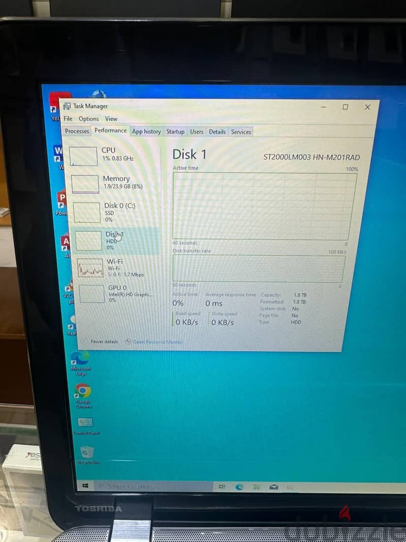 SSD 240GB. HDD 2TB NvidiaGB.  Screen 17.3 inch 3