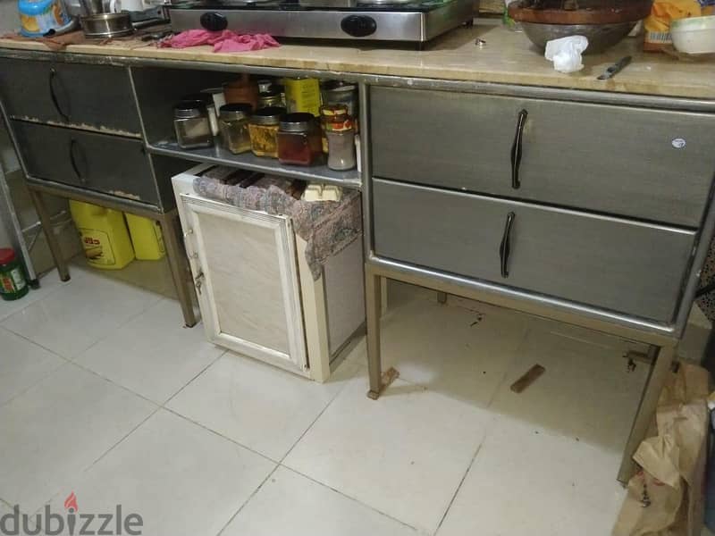 Kitchen Table with small aluminium section cupboard 1