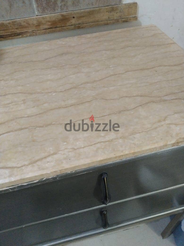 Kitchen Table with small aluminium section cupboard 3
