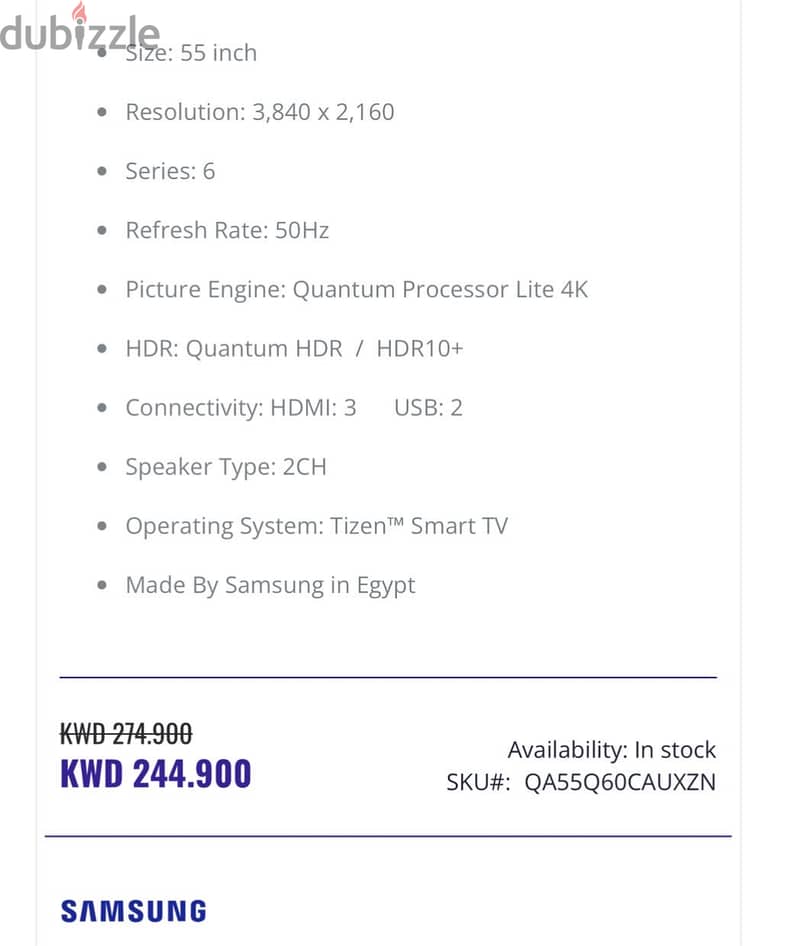 For Sale - 55 inches Samsung QLED 4K smart TV 3