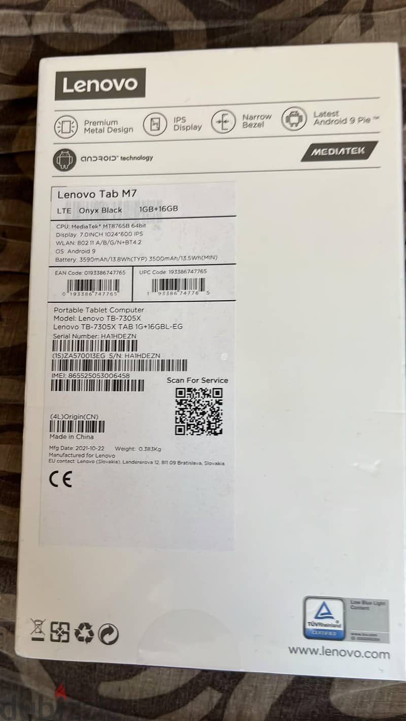 lenovo tablet 7 inches LTE 16GB RAM 1 NEW SEALD BOX 1