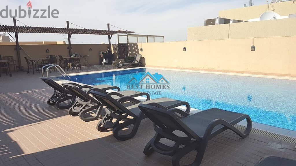 Furnished 2 Bedroom Apartment with Pool & Gym in Salwa 7