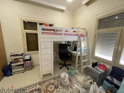 pottery barn bunk bed with mattress, study table with light