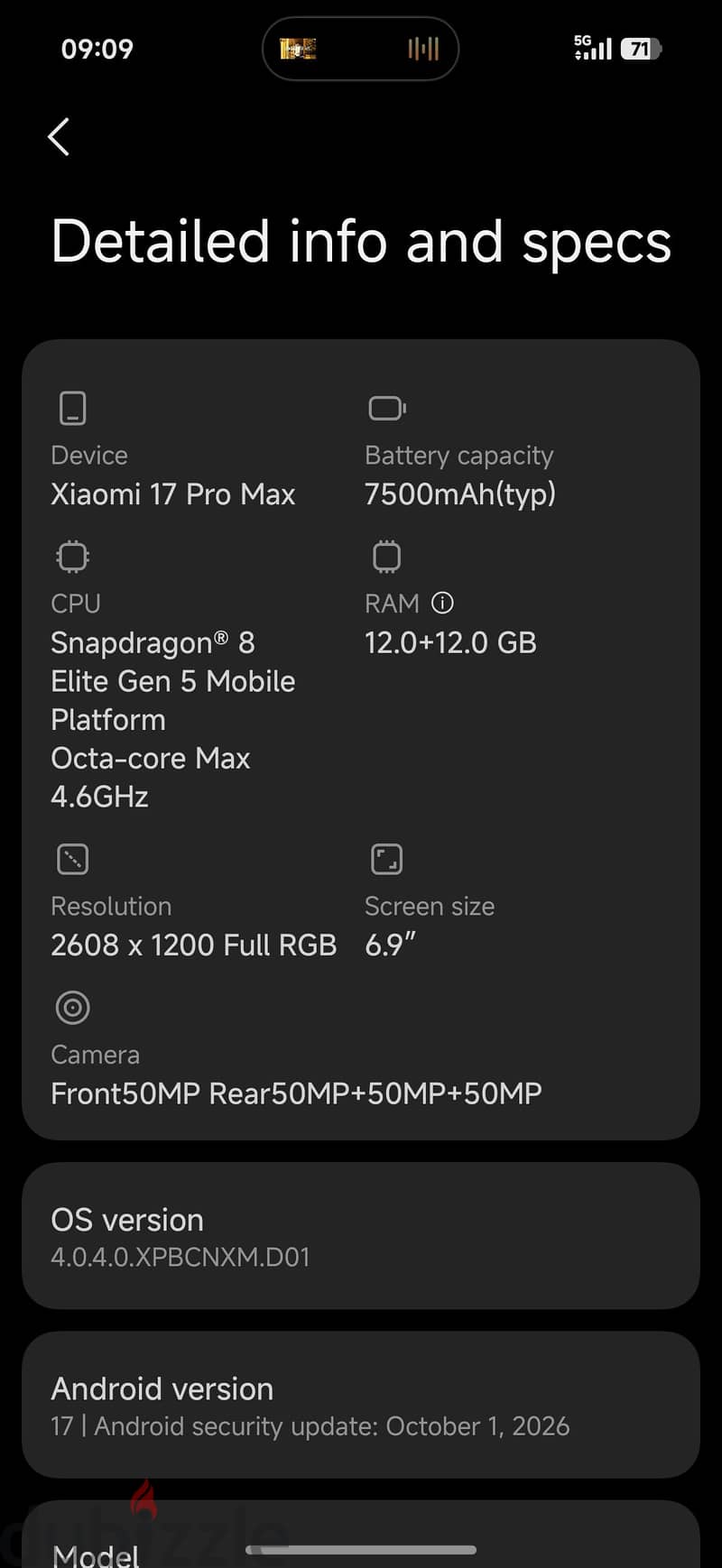 Xiaomi 17 Pro Max 12GB RAM / 512GB Storage 11