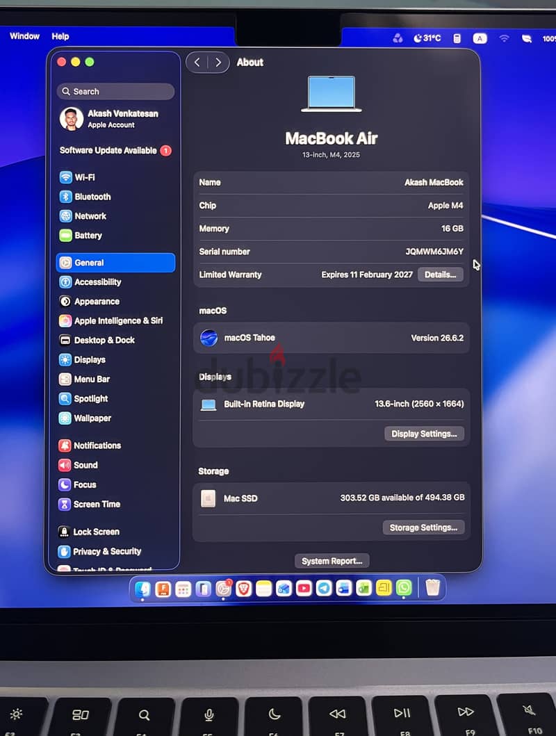Macbook air M4 13.6" 16/512 2