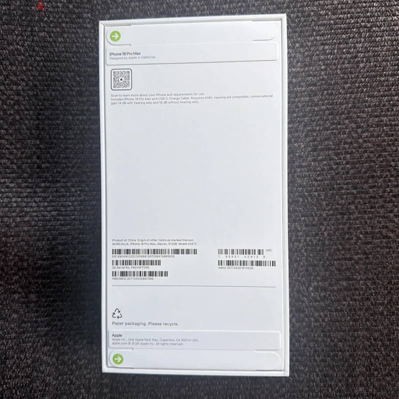 Original Apple iPhone 18 pro max 512gb Glacier Unlocked 1