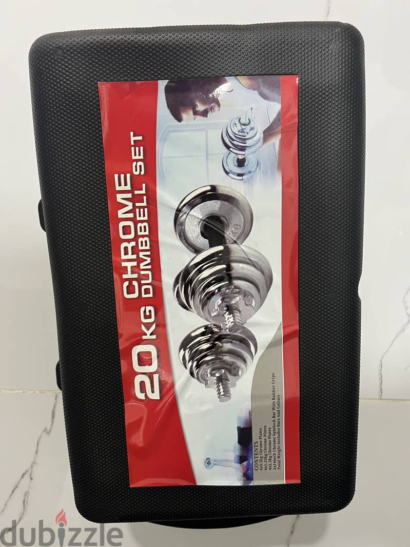 Set dumbell  20 kg new with box and bar 8