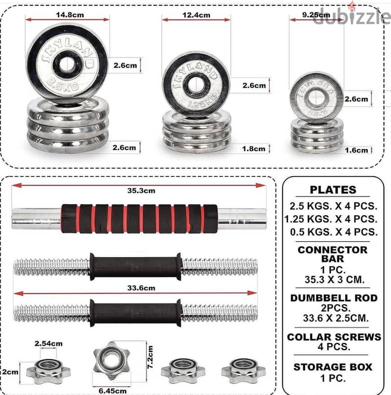 Set dumbell  20 kg new with box and bar 11