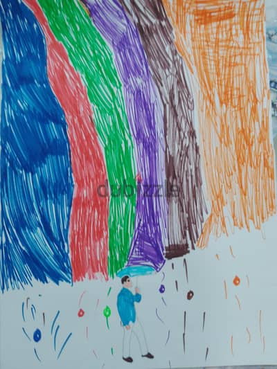 men with umbrella drawing