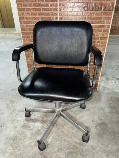 Vintage Leather & Chrome Swivel Desk Chair