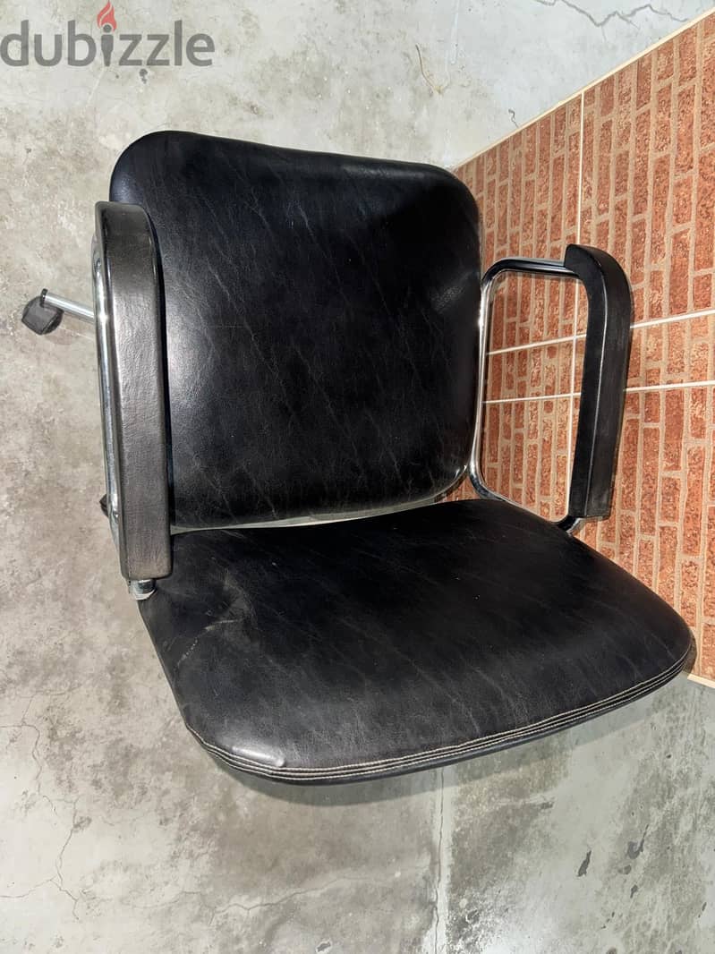 Vintage Leather & Chrome Swivel Desk Chair 2