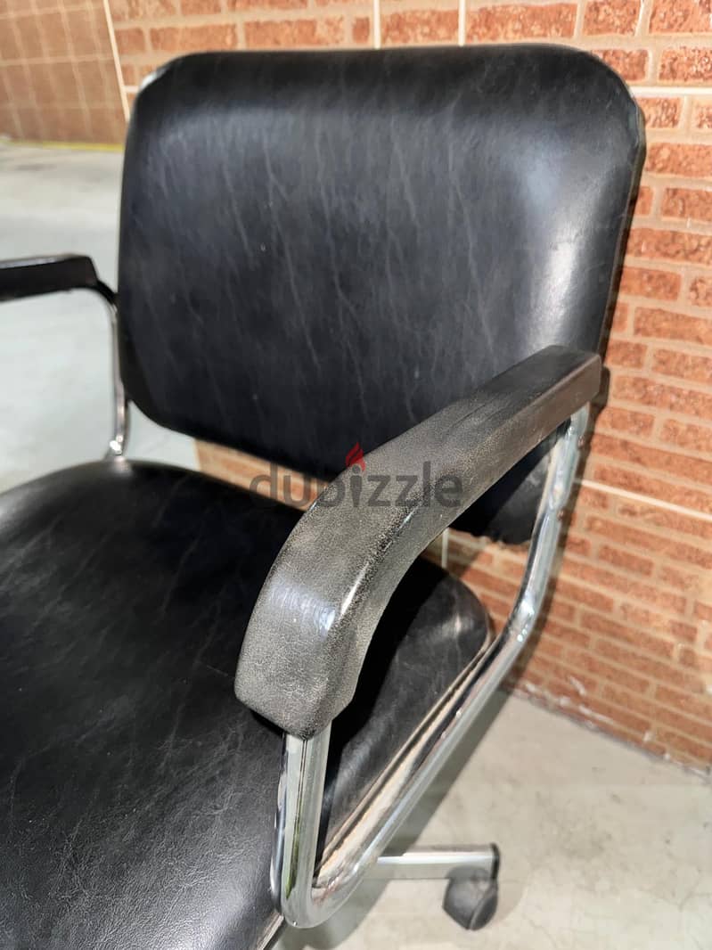 Vintage Leather & Chrome Swivel Desk Chair 3
