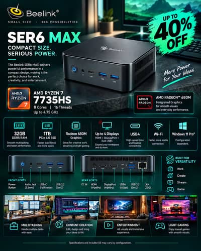 New Mini PC  SALE – 40% OFF   SER6 PRO – Ryzen 7 Gaming