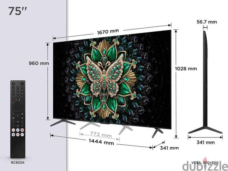 TCL 75C6K UK 75 Inch QD Mini LED 4K HDR10 Smart TV Google TV Dolby 3