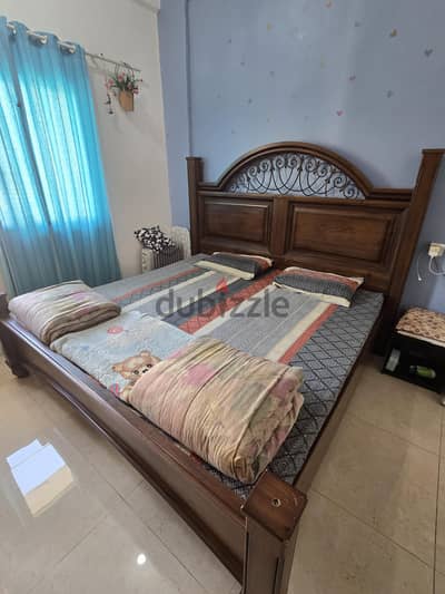 Solid wood King Size Bed with medicated mattress (excellent condition)