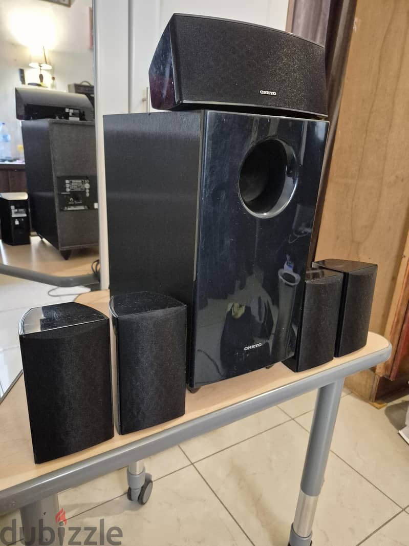 Onkyo Home Theater Surround Sound Speakers + Powered Subwoofer 1