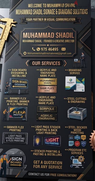 #SIGNBOARD WORK, STICKER, BANNERS, ACRYLIC, STEEL ENGRAVING, DESIGNING