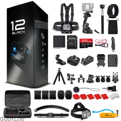 GoPro HERO12 - Waterproof Action Camera + 64GB Card and 50 Piece Acces