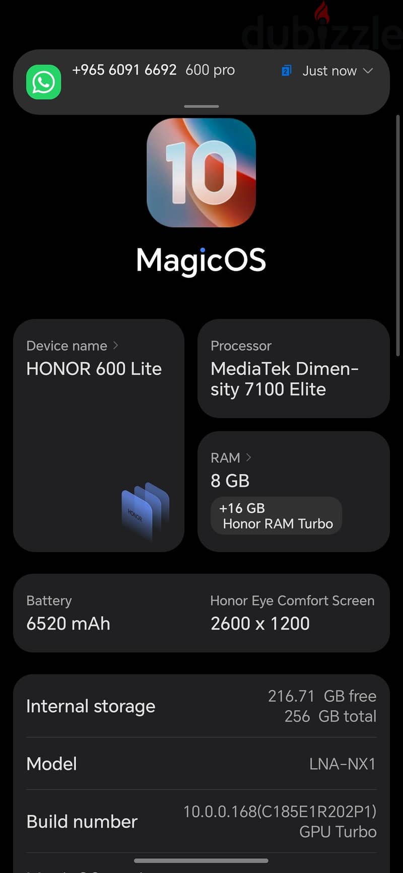 Honor 600 lite 0ne months old no any complaints bo 1