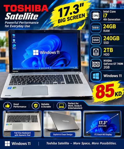 Toshiba i7 4Th Generation Ram 24GB SSD 240GB HDD 2TB GT 2GB