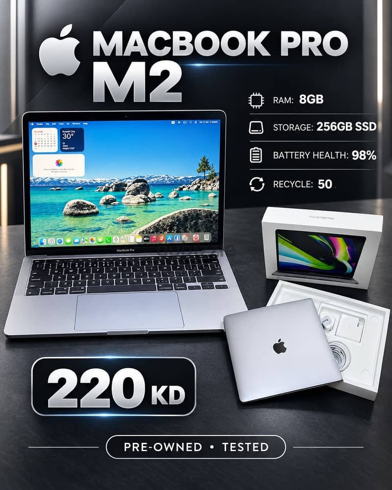 MacBook Pro M2 Ram 8GB Storage 256Gb battery 98 cycles 50 13inch 1