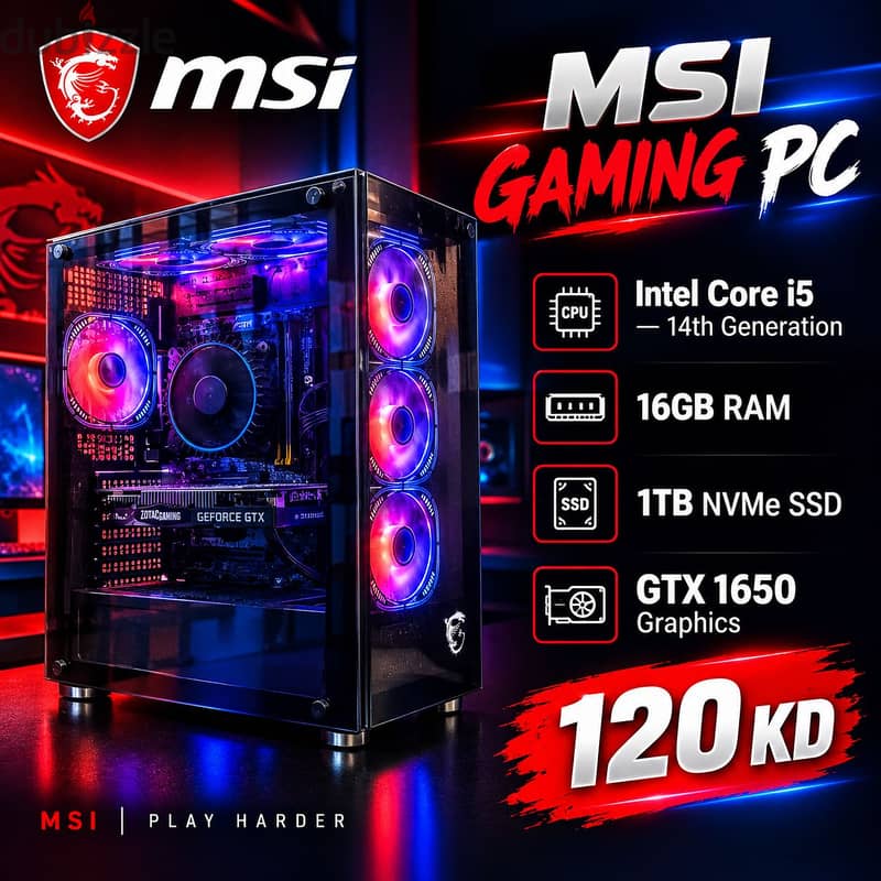 Msi Gaming Pc i5 14Th Generation Ram 16GB SSD Nvme 1TB GTX 1659 8
