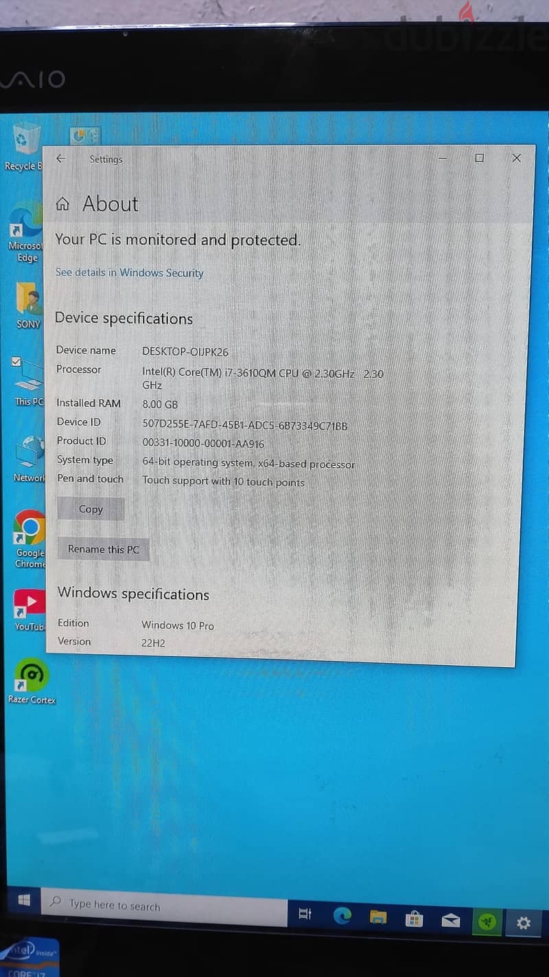 all in One touch screen 24" PC $ TV core i7 3rd ram 8 hard ssd 256 GB 1