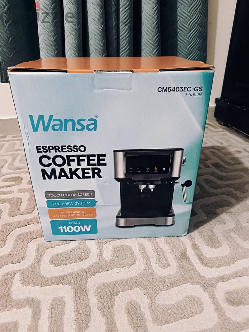 Wansa 1100W Espresso Coffee Maker, CM5403EC-GS - Silver 1