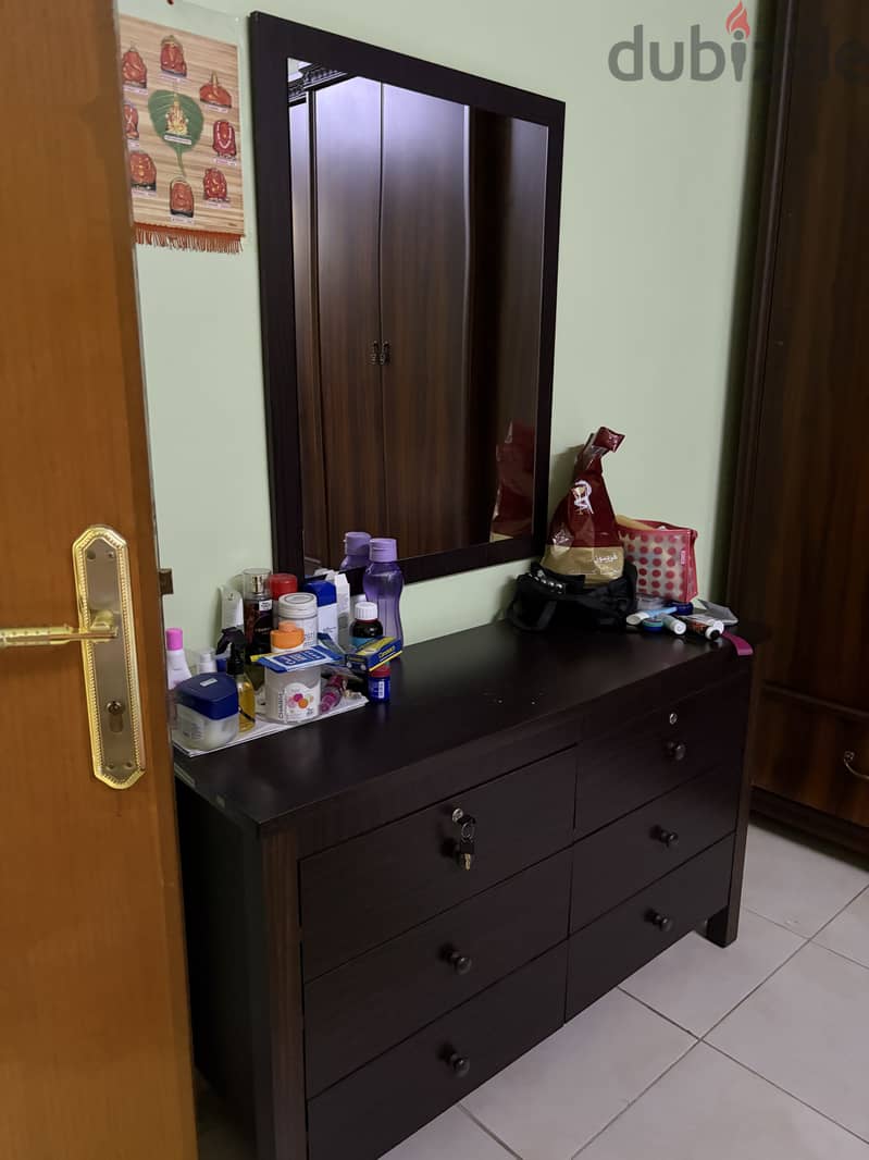 Bed, cupboard,dressing table , study table with chair 2