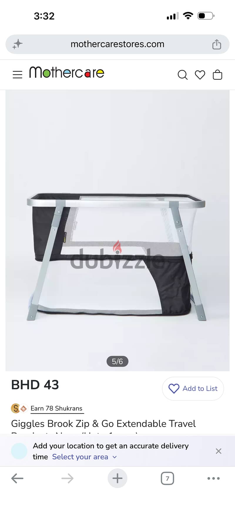 Giggles Brook Zip & Go Extendable Travel Bassinet -Black 8