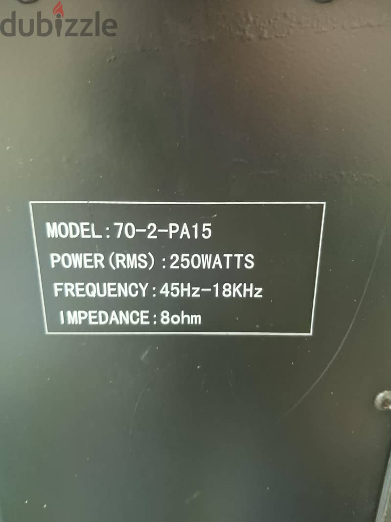 captain 15 inch passive speaker. very good condition and sound. 250 RMS. 3