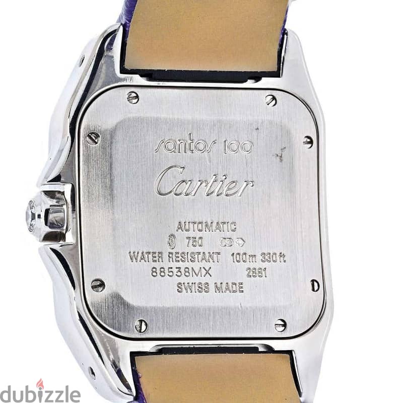 Cartier 18K White Gold Santos 100 Unisex White Gold Diamond Watch 2