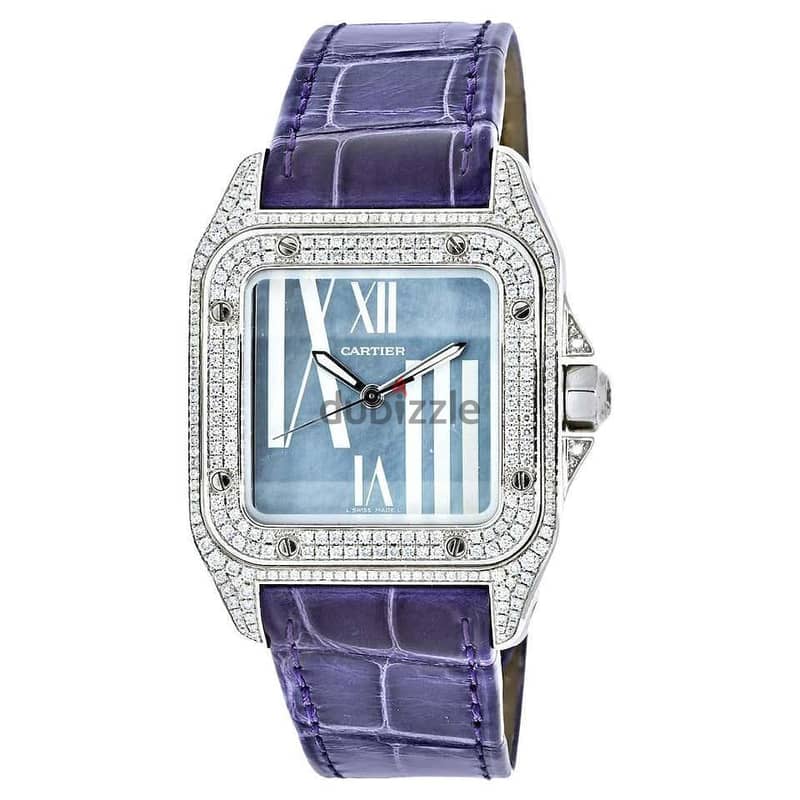 Cartier 18K White Gold Santos 100 Unisex White Gold Diamond Watch 5
