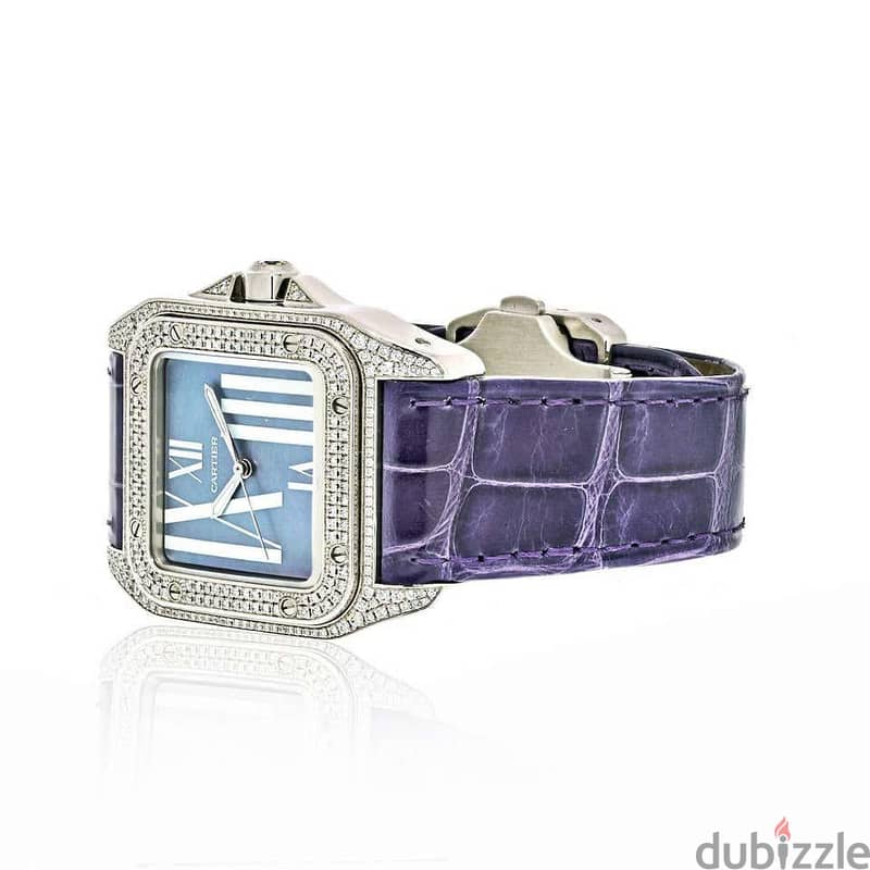 Cartier 18K White Gold Santos 100 Unisex White Gold Diamond Watch 11