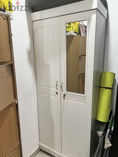 2 Door white almirah for sale