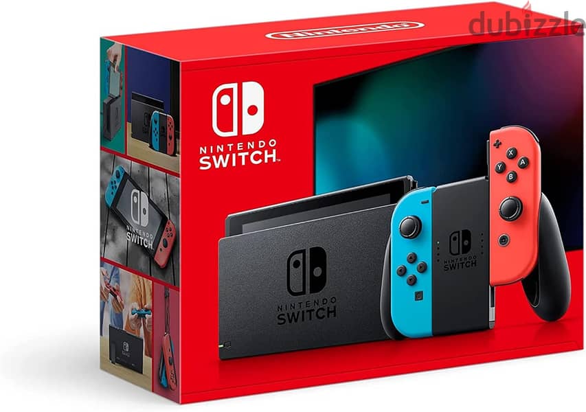 Nintendo Switch with Neon Blue and Neon Red Joy-Con - Handheld Gaming 5