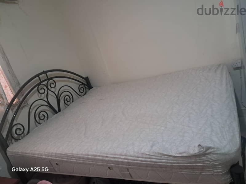 Metal Queen Size cot/Bed With Mattress for sale in good condition. 1