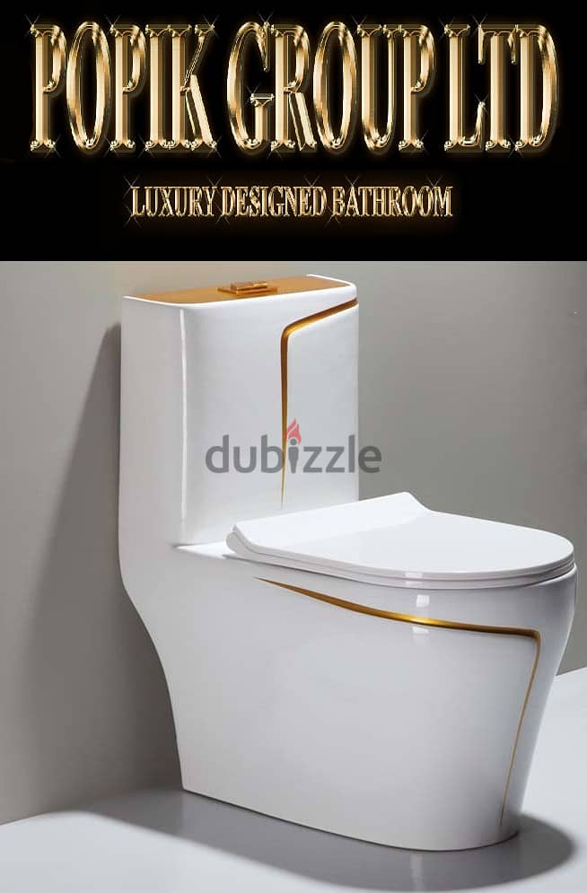 white wc toilet design models with gold line by POPIKGROUP 7