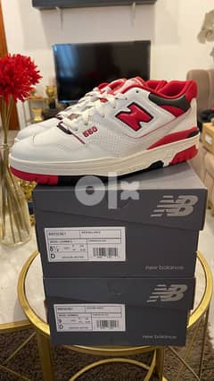 NEW BALANCE 550 WHITE TEAM RED SIZE : 8.5 US