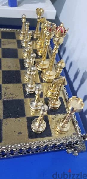 antique steel chess board in excellent condition 1