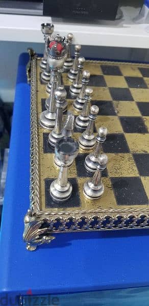 antique steel chess board in excellent condition 2