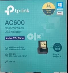 tp-link AC600 USB Adapter, Nano Wireless, Archer T2U Nano