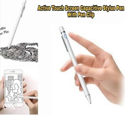 Active Touch Screen Style Pen With Clip