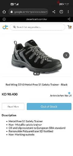 Red Wing 3210 Metal Free S1 Safety Trainer - Black price fixed